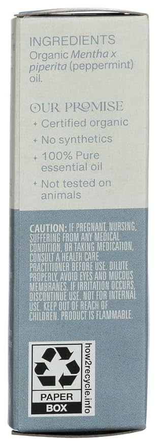 AURA CACIA Organic Peppermint Essential Oil, 0.25 FZ