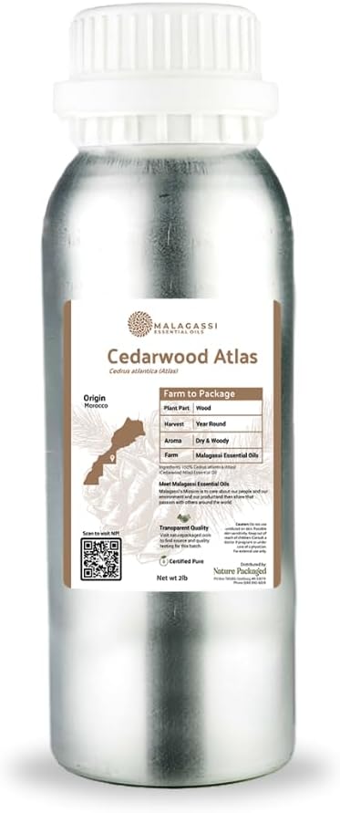 Pure Cedarwood (Atlas) Essential Oil (2lbs) - Direct from Malagassi Essential Oils Farm in Morocco - Essential Oils for Diffusers and Aromatherapy | Pure Therapeutic Grade
