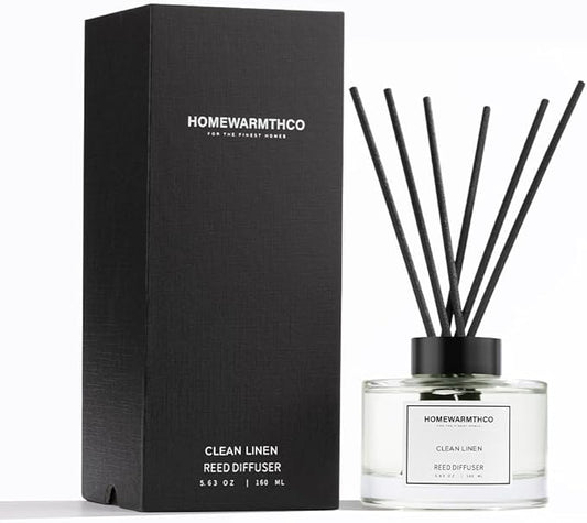 Clean Linen Reed Diffuser Set - Luxury Fragrance Reed Diffusers for Home. Office, Bathroom, Kitchen and Home Decor - Long-Lasting Scent with Non-Toxic Oils (5.63 oz, 160ml)