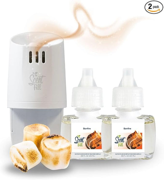 Scent Fill Bonfire Plug in Air Freshener Starter Kit, 2 Refills + Diffuser
