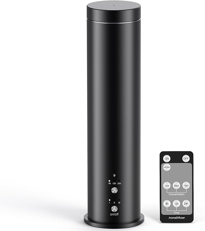 Waterless Essential Oil Diffuser for Large Room, 1000 Sq Ft Coverage, Scent Diffuser for Home, Office, Hotel and Spas - Aromatherapy Diffuser Fragrance Oil Machine, Remote Control, Timer, Black