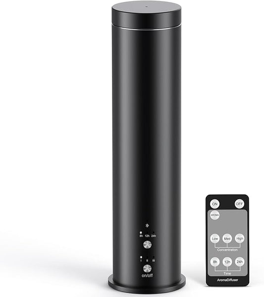 Waterless Essential Oil Diffuser for Large Room, 1000 Sq Ft Coverage, Scent Diffuser for Home, Office, Hotel and Spas - Aromatherapy Diffuser Fragrance Oil Machine, Remote Control, Timer, Black