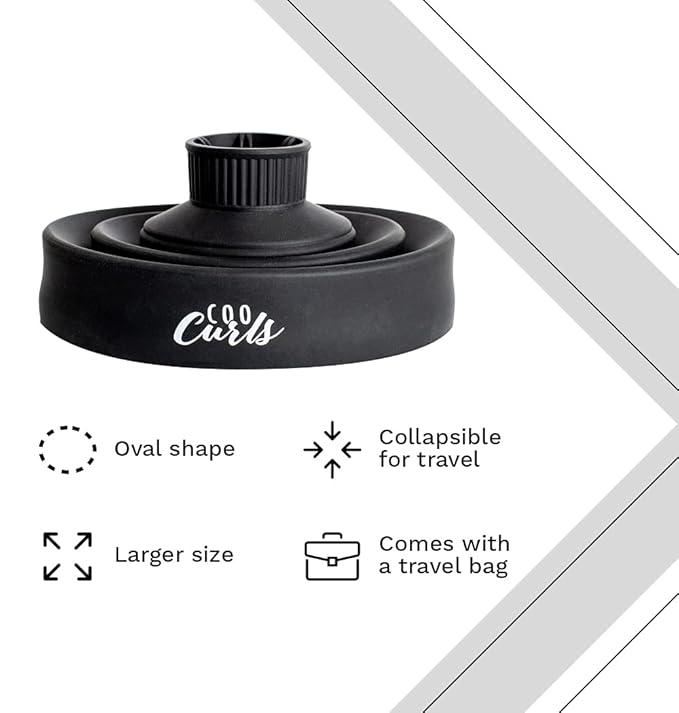 Cooboard CooCurls Hair Diffuser | Large Oval Collapsible Attachment for Hair Dryer for Salon Quality Curls at Home, Larger Size for Quicker Drying Time | NOT UNIVERSAL, Check Below for Sizing