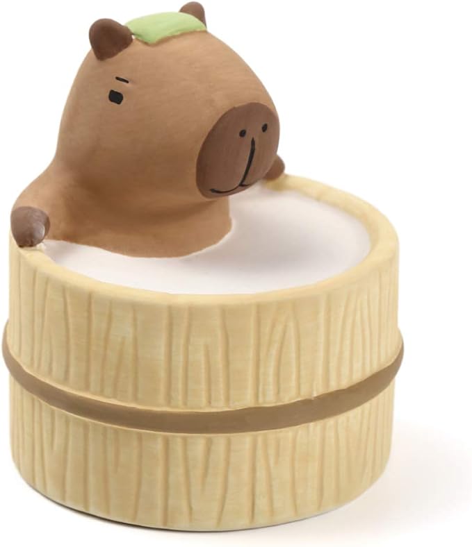 Aroma Ceramic Stone Diffuser [Japan Import] Aromatherapy Essential Oil Diffuser, Non Electric, Passive, Unique, Cute, Animal, Design for Women, Men, and Gifts (Bathing Capybara)