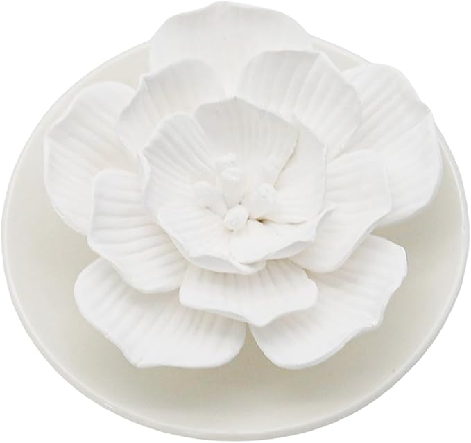 Handmade Peony Ceramic Essential Oil Mini Diffuser, Non-Electric Passive Aromatherapy Diffuser, Decorative Diffusers for Desk/Office/Home Room/Gift (Ceramic Pallet B)