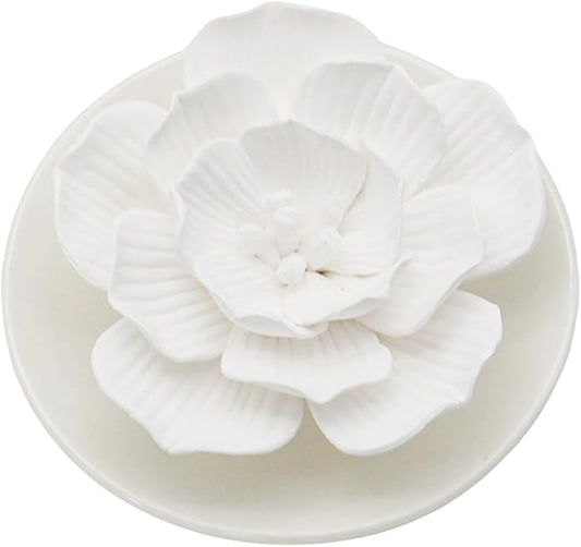 Handmade Peony Ceramic Essential Oil Mini Diffuser, Non-Electric Passive Aromatherapy Diffuser, Decorative Diffusers for Desk/Office/Home Room/Gift (Ceramic Pallet B)
