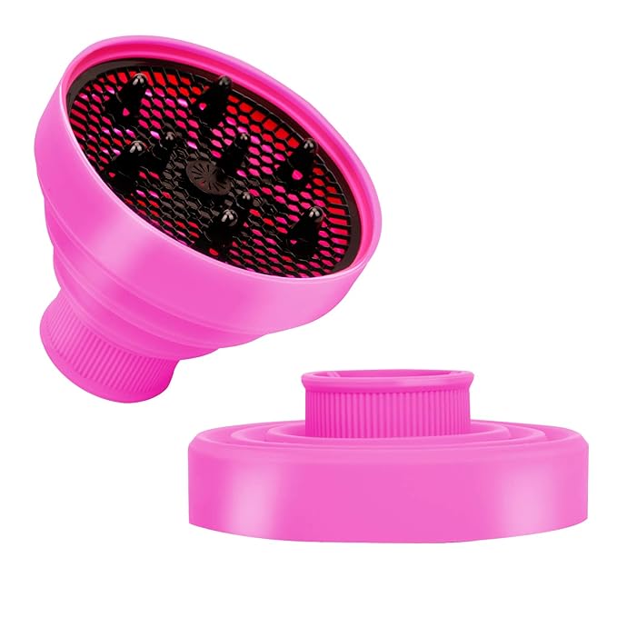 Universal Collapsible Hair Dryer Diffuser Attachment- Salon Grade Tool,Lightweight Foldable Portable Travel Folding Design Fit Most of Blow Dryers-PinkPink