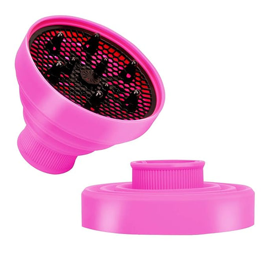 Universal Collapsible Hair Dryer Diffuser Attachment- Salon Grade Tool,Lightweight Foldable Portable Travel Folding Design Fit Most of Blow Dryers-PinkPink