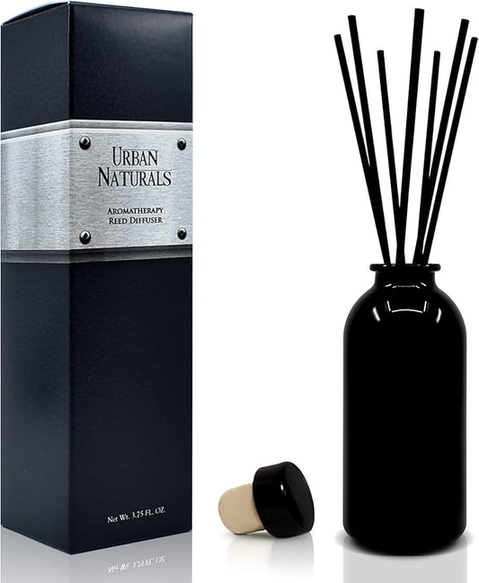 Urban Naturals Lavender Fields Oil Essential Oil Reed Diffuser Set with Real Lavender Stems! French Blossoms, Geranium & Clary Sage | #1 Gift Idea for Aromatherapy & Stress Relief | Vegan | USA Made
