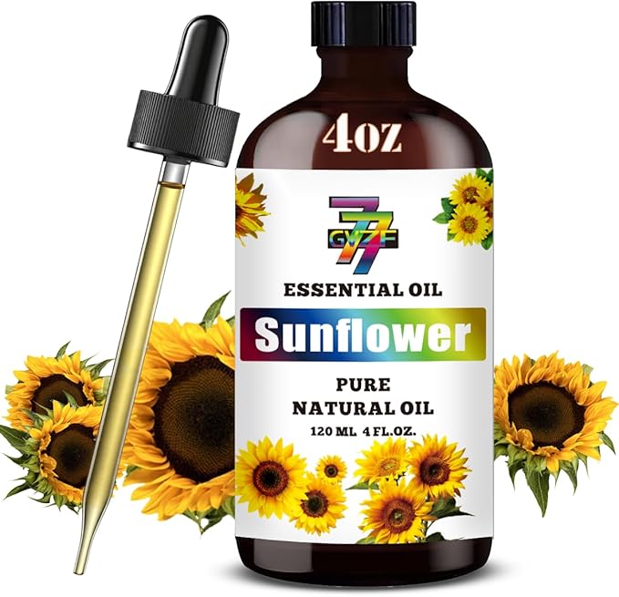 Sunflower Essential Oil - GV77ZF Sunflower Oils for Diffusers, Humidifiers, DIY Candles, Soap, Cleaning, Home, Office, Yoga, Massage, Gifts - 4 fl oz (120 ml)