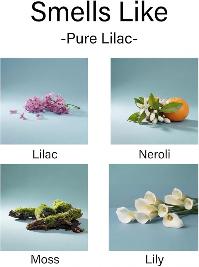 Aronica Twin Sola Diffuser - Pure Lilac Fragrance, 160ml / 5.41 Floz, Lilac Scented Products, Flower Decor, Aesthetic Spring Reed Diffuser for Home