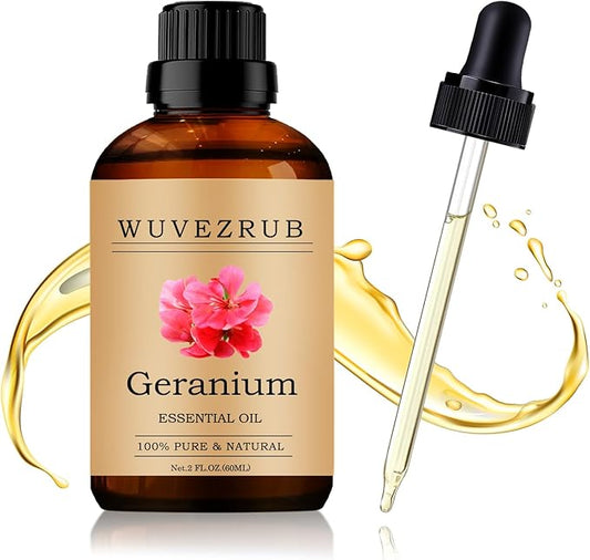Geranium Essential Oil 60ML - 100% Pure and Natural Oils for Aromatherapy Diffuser - 2 Fl Oz/Geranium