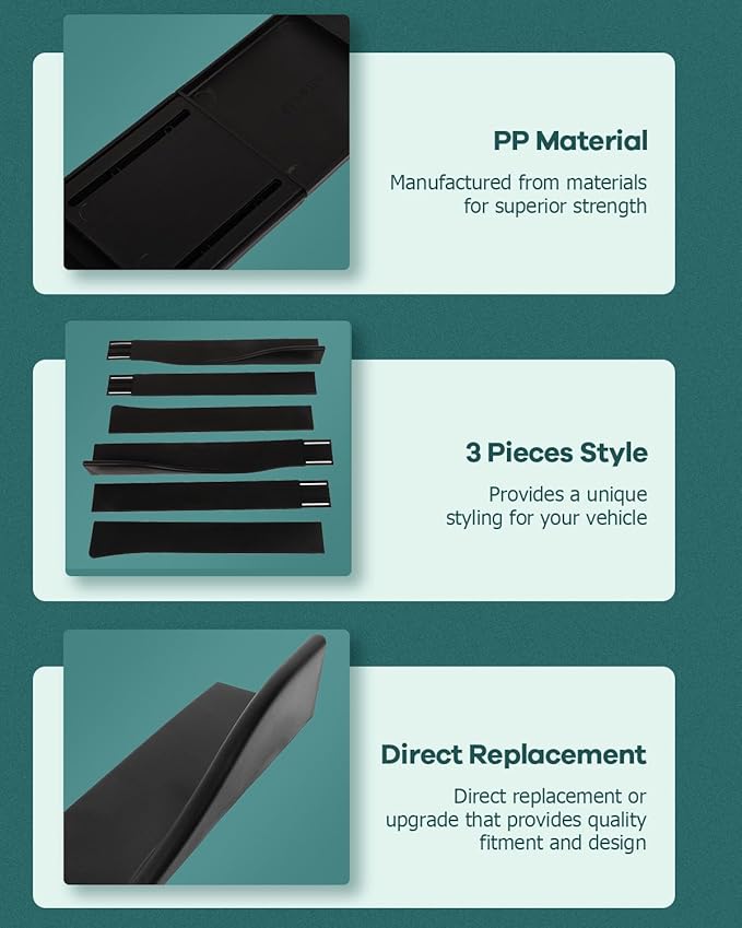 SCITOO Matte Black Universal 6PCS Side Skirt Left Right Rocker Splitters Winglet Canard Diffuser