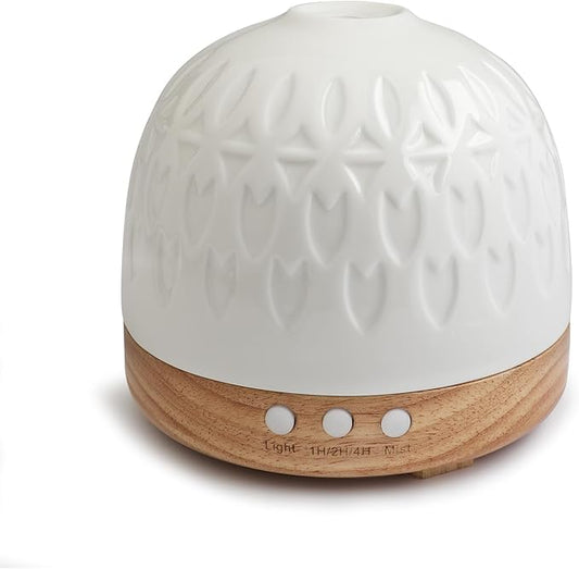 Essential Ceramic Diffuser Round Aroma Diffuser Night Light Captivating Vintage Chinese Marketplace- Nano Water Mist Humidifier Luxurious Style and 300ml Unparalleled Design