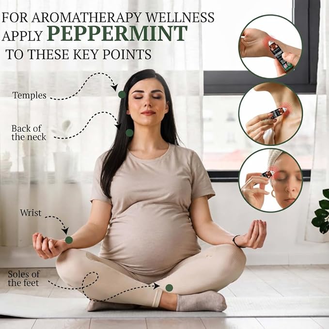 Peppermint Essential Oil Roll On – Cooling Aromatherapy Peppermint Oil Rollerball, Pre-Diluted Essential Oil Roller for Head, Travel & Everyday Refresh, 100% Natural, Compact Roll On Stick