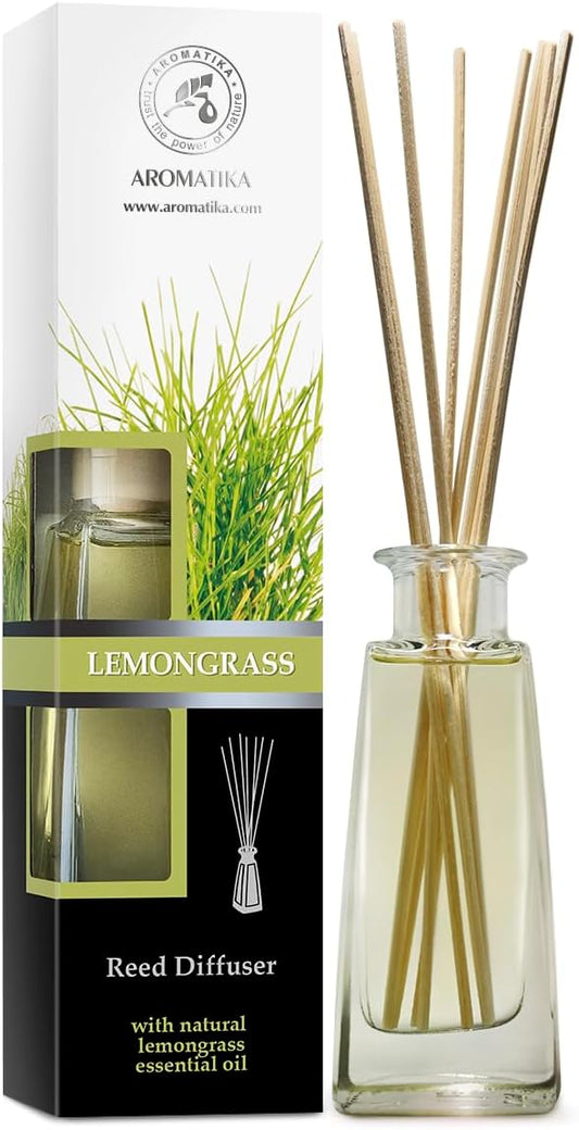 Lemongrass Oil Diffuser - Scented Reed Diffuser - Alcohol Free - Gift Set - Best for Aromatherapy - Room Air Freshener