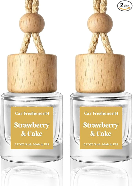 HoogaLife Car Air Freshener Diffuser 2 Pack Hanging Air Freshener Diffuser - Strawberry Pound Cake Fragrance Oil Air D iffuser for Car, 45+ days Long Lasting Fragrance Made in USA (S44)