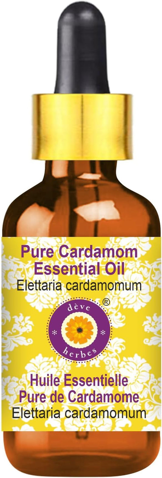 Deve Herbes Pure Cardamom Essential Oil (Elettaria cardamomum) with Glass Dropper Steam Distilled 30ml (1 oz)