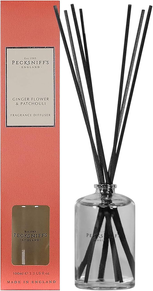 Pecksniff's Classic Diffuser Set, Luxurious Gingerflower & Patchouli Fragrance Diffuser Scent, 100 ml/ 3.3 fl oz