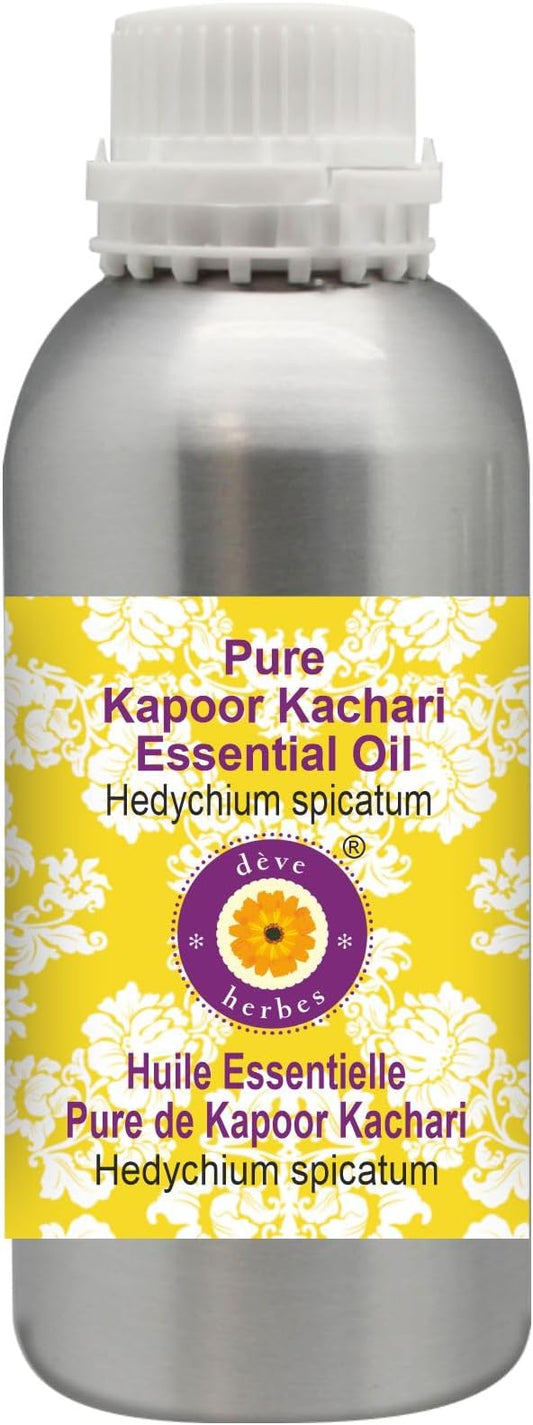Deve Herbes Pure Kapoor Kachari Essential Oil (Hedychium spicatum) Steam Distilled 300ml (10 oz)