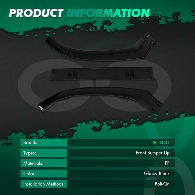 SCITOO Glossy Black Front Bumper Lip Fits for 2013-2016 for Audi A4 Quattro PP Front Lip Spoiler