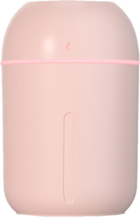 Mini USB Humidifier - Large Capacity, Ultra-Quiet 20dB, 2 Modes (Continuous/Intermittent) with Anti-Dry Burn & Night Light, Nano Mist for Room/Car/Office Desk (<10㎡) (Pink, 330ml)