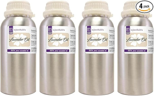 2 Bottles – GreenHealth Lavender Essential Oil – 16 fl oz Each (32 fl oz Total) – 100% Pure & Uncut – Aluminum Bottles – Bulk Lavender Oil for Diffuser, Aromatherapy, Soap Making & Candles (Pack of 2)