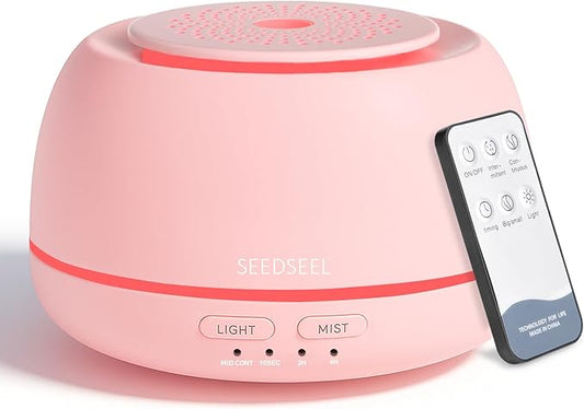 SEEDSEEL 300ML Essential Oil Diffuser with 7 Color LED Light, Remote, 4 Timers, Auto-Off, Ultrasonic Aromatherapy Diffuser for Office, Bedroom, Yoga, Home