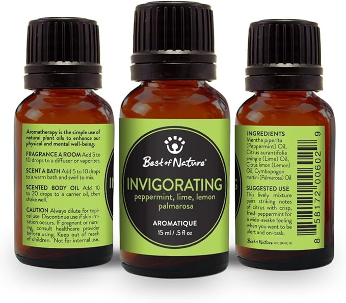 Best of Nature Essential Oil Blend – 100% Pure for Diffuser, Aromatherapy & Relaxation (Invigorating)