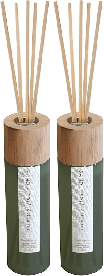 Sand + Fog Eucalyptus Spearmint Reed Diffuser | Made with Essential Oils | Fill Your Home with The Your Favorite Luxurious Fragrance (Pack of 2)