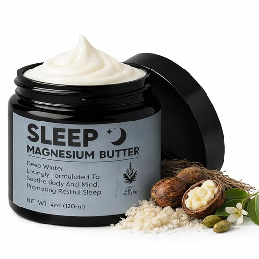 Magnesium Butter for Sleep, Deep Winter Magnesium Butter for Sleep, Nighttime Magnesium Cream with with Shea & Mango Seed Butter, Magnesium, Vitamin E and Natural Essential Oils for Leg, Foot (1)