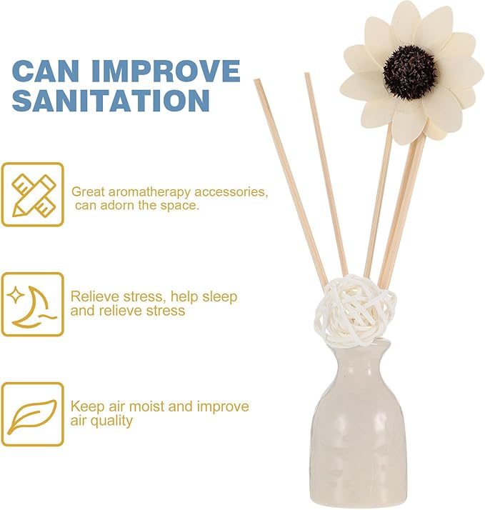 Happyyami Reed Diffuser Set with Ceramic Vase and Lavender Essential Oil, Rattan Sticks Aromatherapy Home Air Purification Fragrance for Bedroom and Bathroom