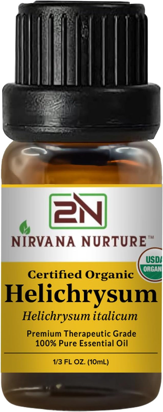 Helichrysum Essential Oil, USDA Certified Organic, 100% Pure Undiluted, Aromatherapy Oil for Diffuser, Hair & Skin Care