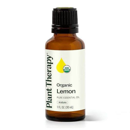 Plant Therapy Organic Lemon Essential Oil, 30 mL (1 oz), 100% Pure and Undiluted, USDA Certified Organic, Great for Diffusers and DIY Cleaning Recipes
