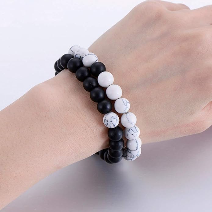 FORUBUS 2Pcs Lava Rock Beaded Bracelet Set – Essential Oil Diffuser Jewelry with Natural Stone Beads for Aromatherapy, Yoga, Meditation, and Stress Relief, Stretchy Bracelets for Women Men