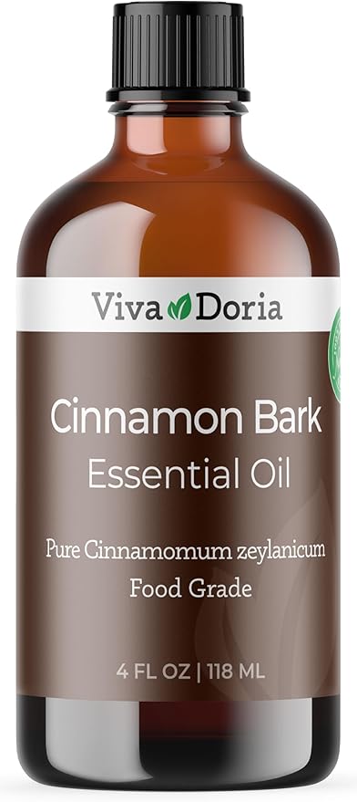 Viva Doria Cinnamon Bark Essential Oil, 100% Pure, Natural Cinnamon Essential Oil, Undiluted, for Aromatherapy | Food Grade, 118 mL (4 Fluid Ounce)