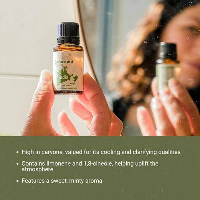 Spearmint Essential Oil - Direct from Essential Oils India - Steam Distilled - Aceite Esencial de Menta Verde for Aromatherapy, Massage, Diffuser, DIY Candle and Soap Making - 2lbs
