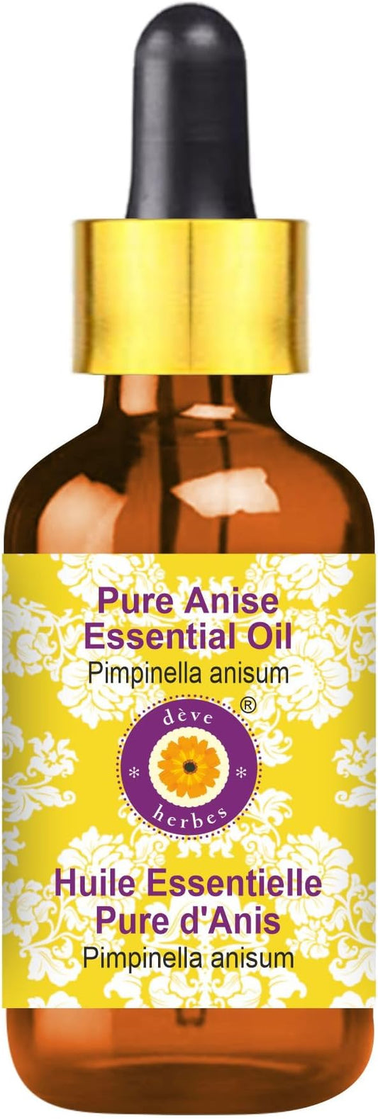 Deve Herbes Pure Anise Essential Oil (Pimpinella anisum) with Glass Dropper Steam Distilled 5ml (0.16 oz)