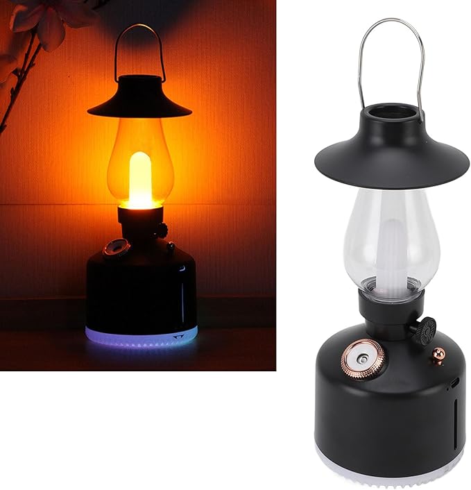 Vintage Humidifier, Essential Oil Diffuser, USB Rechargeable, Portable Lamp Humidifier, for Home Bedroom Camping (Black)