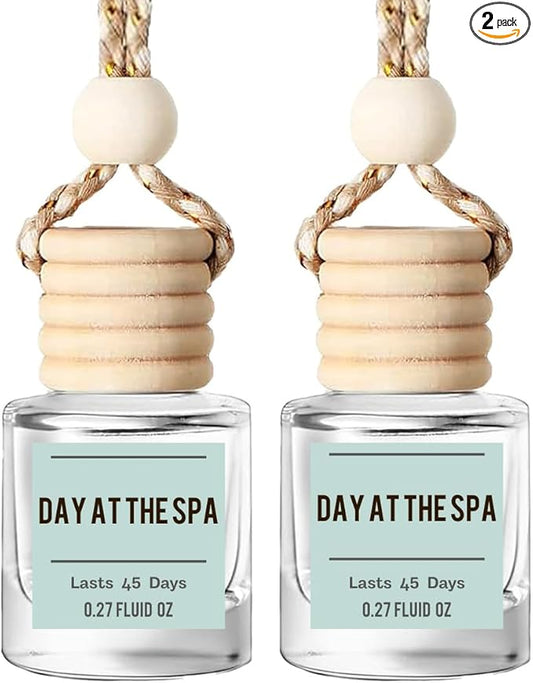 Day at the Spa Hanging Car Air Freshener – Long Lasting Essential Oil Diffuser for Car, Closet, Bathroom – 2-Pack Natural Scent Deodorizer for women and men.