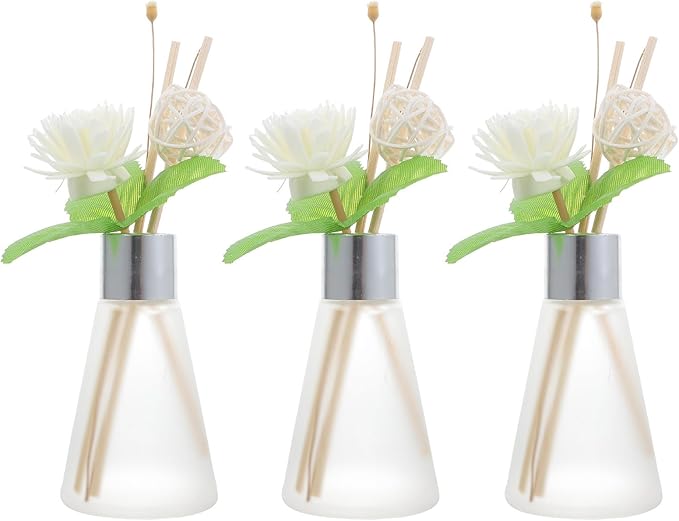 BESTOYARD Glass Aromatherapy Reed Diffuser Bottle Set with Ocean Scent, 3pcs Rattan Sticks, Fragrance Diffuser for Home and Bathroom Air Freshening