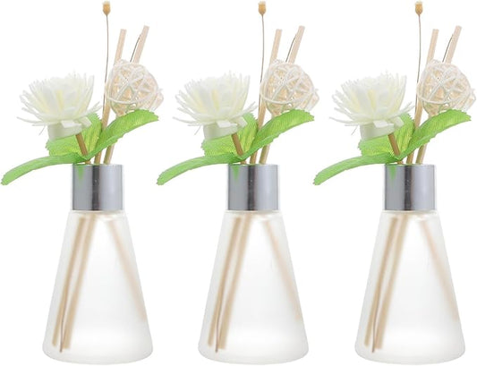 BESTOYARD Glass Aromatherapy Reed Diffuser Bottle Set with Ocean Scent, 3pcs Rattan Sticks, Fragrance Diffuser for Home and Bathroom Air Freshening
