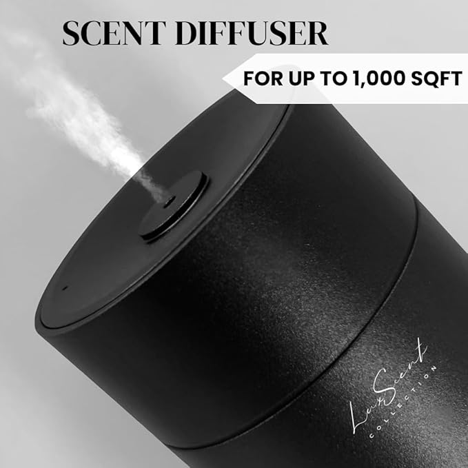 Aroma Scent Diffuser Starter Kit for Up to 1000SQ. FT. Coverage - 120ML Waterless Essential Oil Scent Included - Luxury Aroma Diffuser Ideal for Home, Office & Hotel (Black, Sweet Temptation)