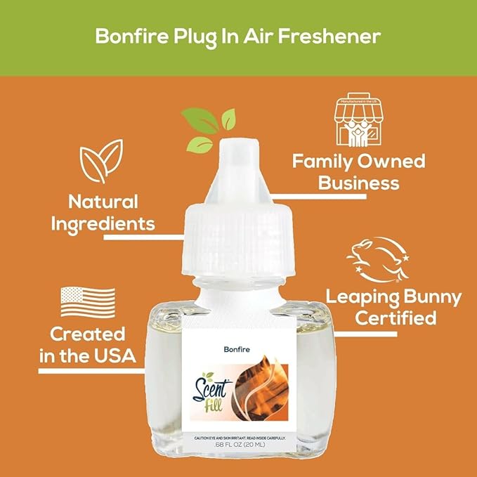 Scent Fill Bonfire Plug in Air Freshener Starter Kit, 2 Refills + Diffuser