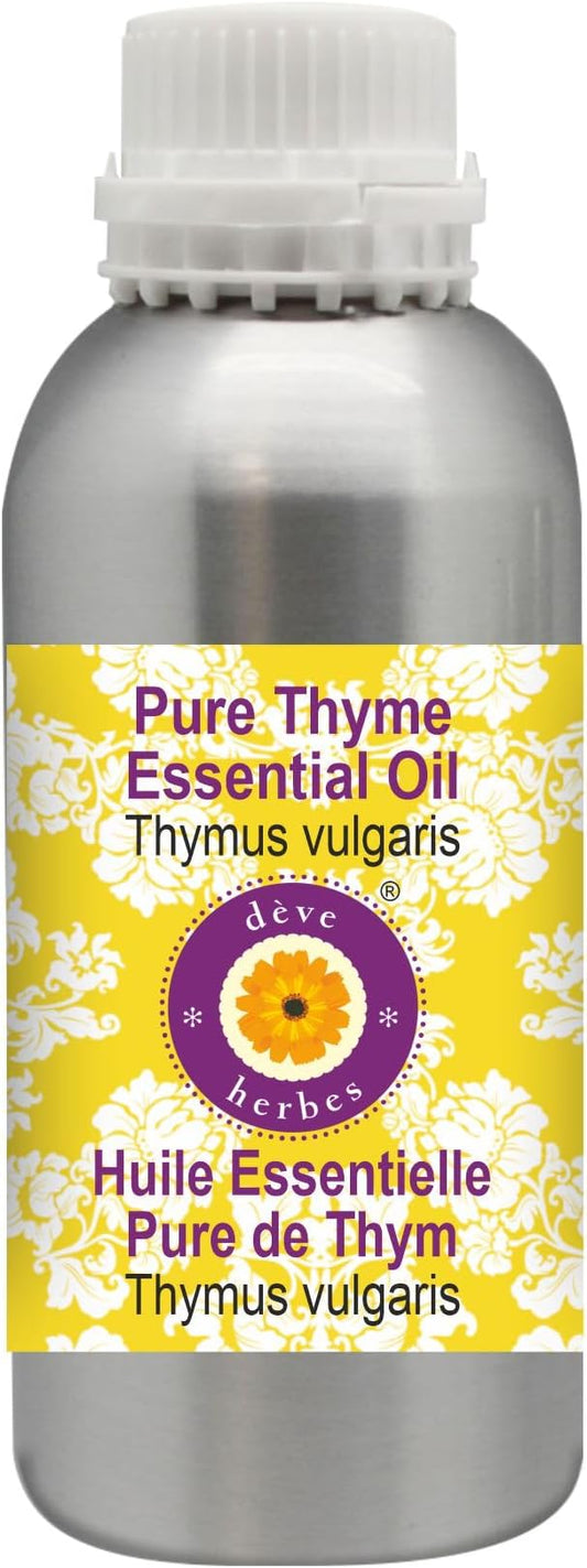 Deve Herbes Pure Thyme Essential Oil (Thymus vulgaris) Steam Distilled 630ml (21 oz)