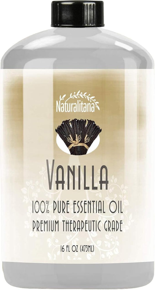 Naturalitana Vanilla Scented Essential Oil 16 oz for Diffuser, DIY Fragrance, Bath Bombs, Candle & Soap Making