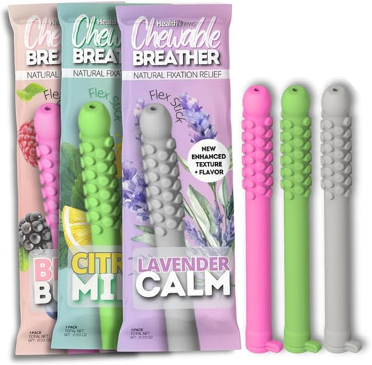 Smokeless Inhaler 3 Pack, Flex Chewable-Breather, Aromatherapy Breathing Tool, Portable Fresh Air Diffuser for Habit Replacement, Wellness Quit Smoking (Relax Mix - 3 Pack)
