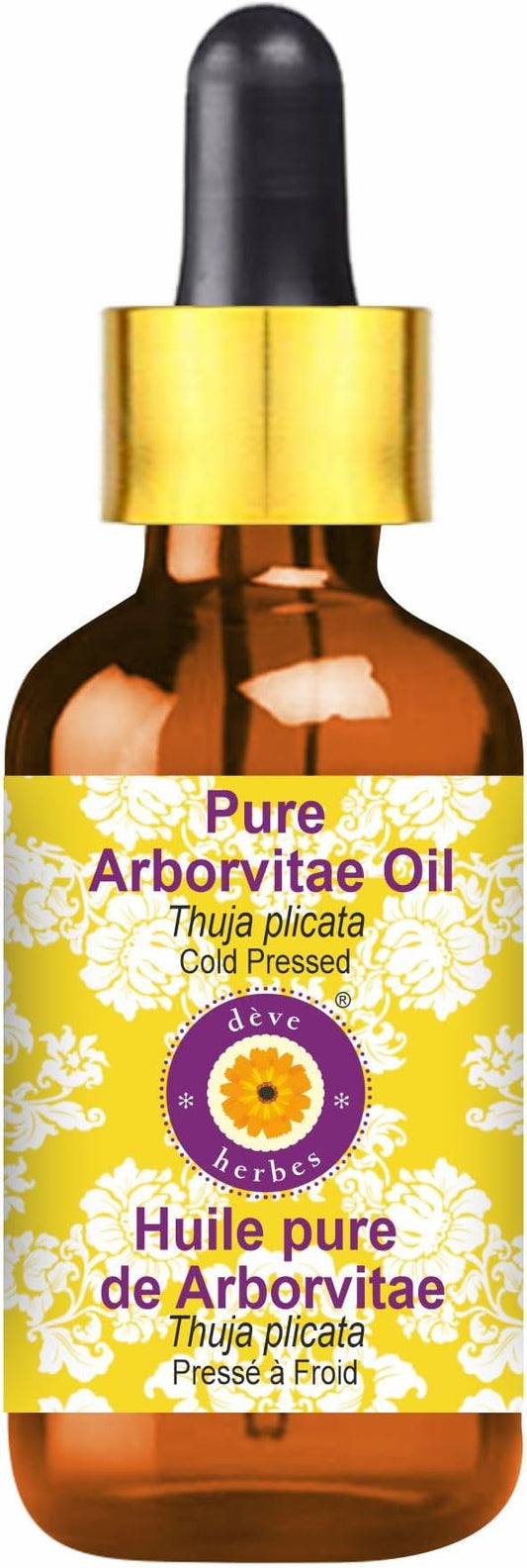 dève herbes Arborvitae Oil (Thuja plicata) with Glass Dropper | Cold Pressed | Pure | Natural | for Diluting Essential Oils | for Skin & Massage | Non-Sticky | Lightweight | Unisex | 5ml (0.16 oz)
