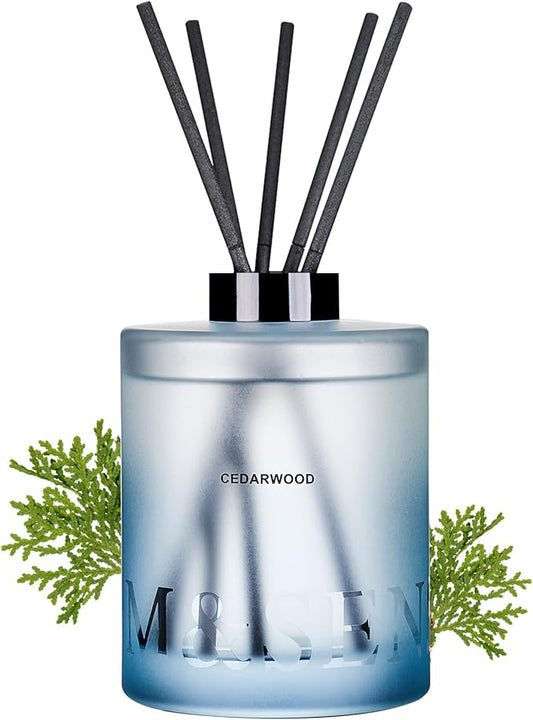 M&SENSE Cedarwood Reed Diffuser Set - 16.9 fl oz Large Room Scented Diffuser with Sticks, Long-Lasting Non-Toxic Home Fragrance Gifts for Bedroom, Bathroom & Office