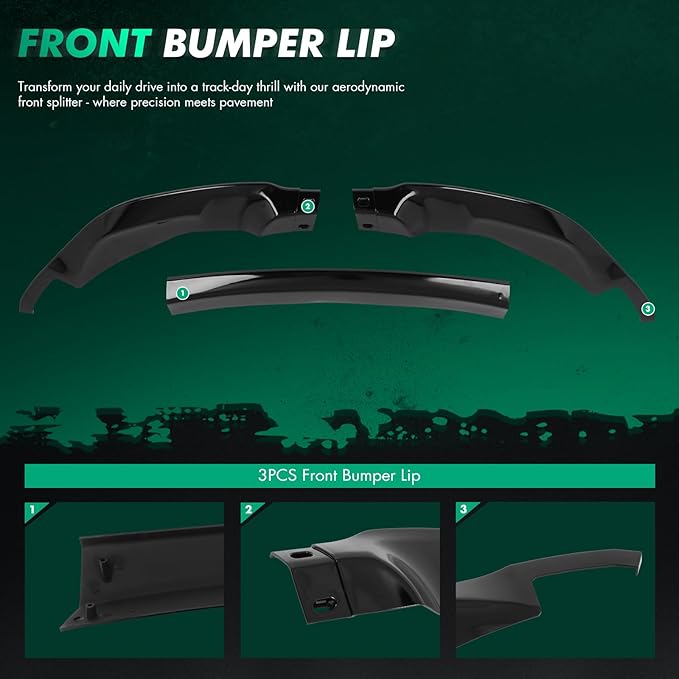 SCITOO 3PCS Front Bumper Lip Compatible for 2015-2020 for BMW F80 M3 and F82/F83 M4 Front Lip Spoiler Glossy Black (PP) Plastic Air Dam